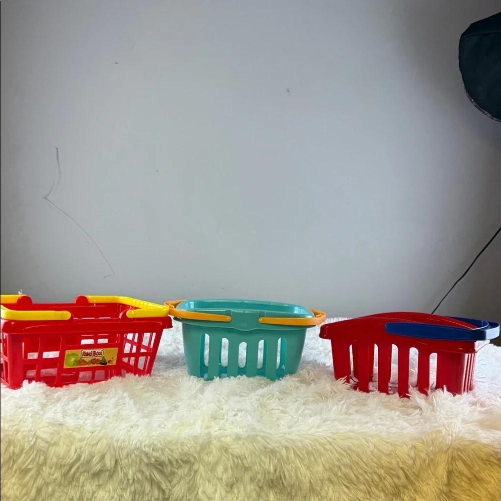 Set of 3/ Kids Bath Basket - Teal and OrangeGrey6